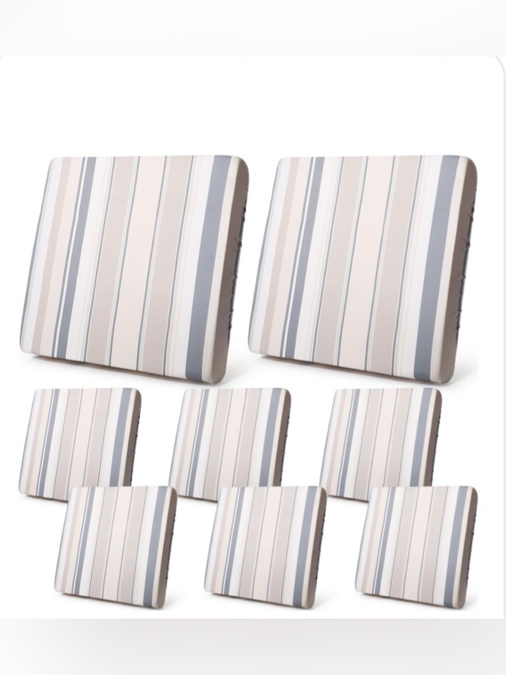 Indoor/Outdoor Sofa Cushion Covers with Stretch (8-pack) GRAY & BEIGE STRIPE